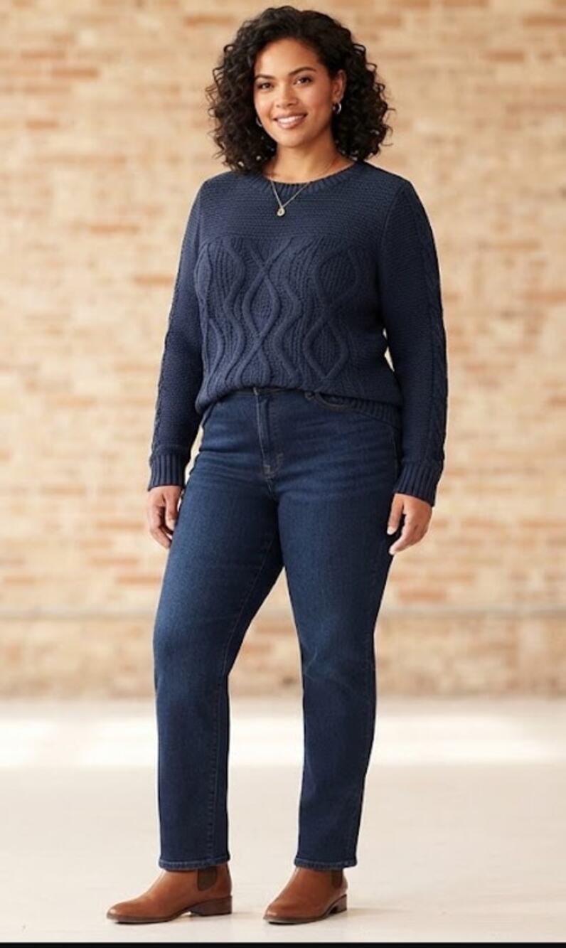 Lands' End Drifter women's plus size 3X sweater in classic navy blue NWT